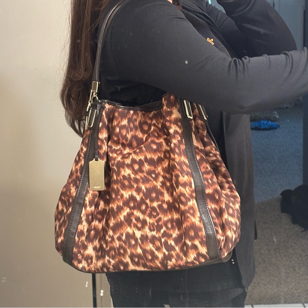 Coach Brown Leopard Print Shoulder Bag